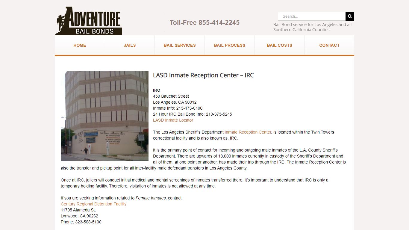 LASD Inmate Reception Center - IRC | Arrest, Jail & Bail ...