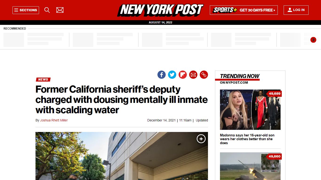 California sheriff's deputy charged with dousing mentally ...